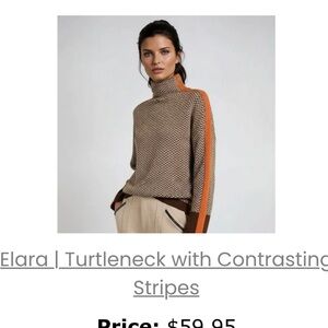 Women's Brown and Orange Turtleneck Sweater